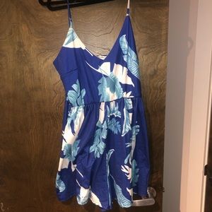 Angashion Blue Tropical Print Romper, Medium
